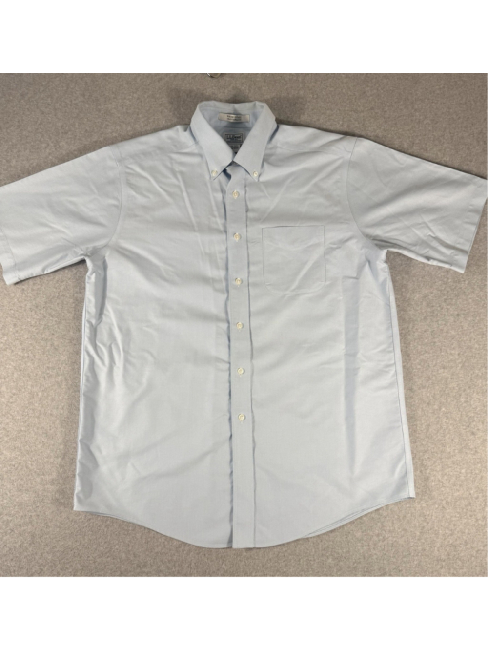 L.L.Bean Wrinkle Free Traditional Fit Oxford Shirt Mens 16 Reg Light Blue SS